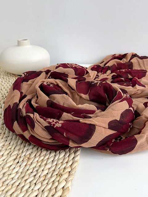 Women Summer Flower Tassel Cotton Shawl Scarf