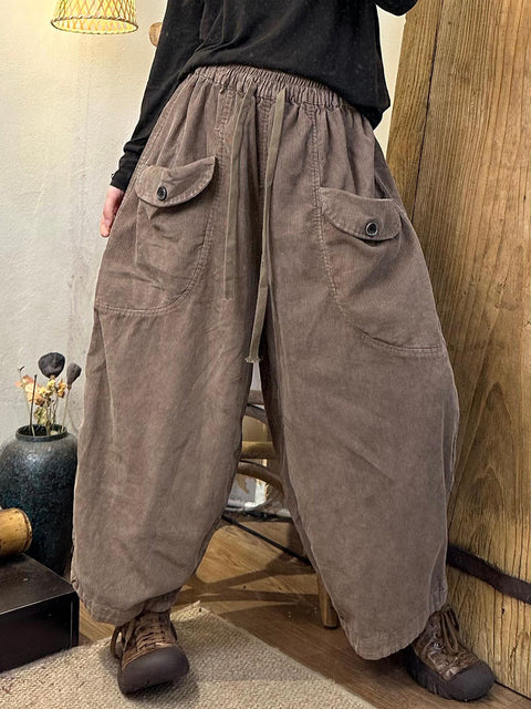 Pantalon d'été décontracté en lin à carreaux pour femmes