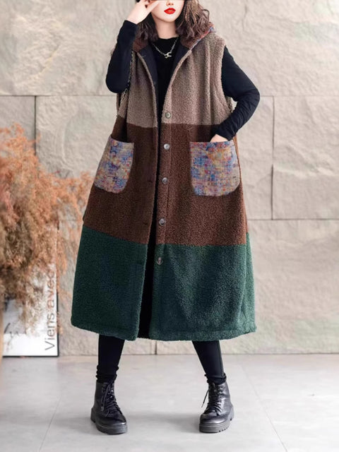 Winter Casual hettu Colorblock miðlungs vesti