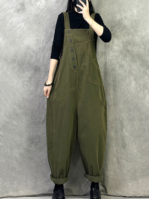 Kvinner Vintage Solid Corduroy Løse Jumpsuits