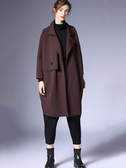 Kvinder Efterår Mode Solid Buttoned Coat