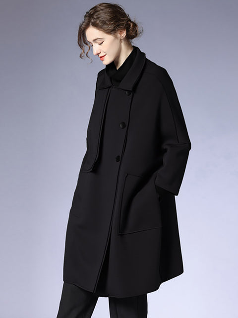 Kvinder Efterår Mode Solid Buttoned Coat