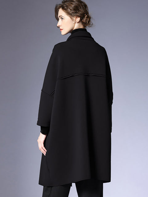 Kvinner Høst Mote Solid Buttoned Coat