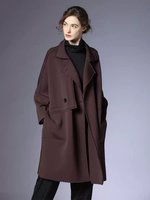 Kvinner Høst Mote Solid Buttoned Coat