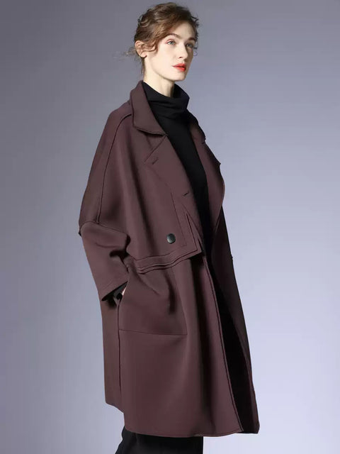 Kvinner Høst Mote Solid Buttoned Coat