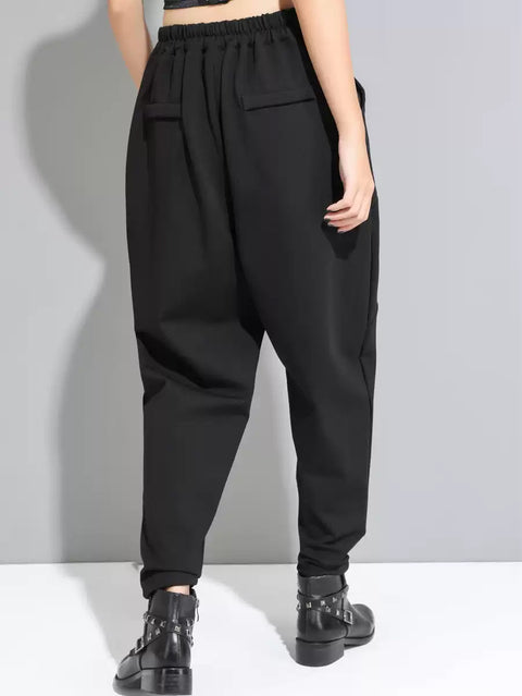 Women Winter Casual Solid Button Thick Harem Pants