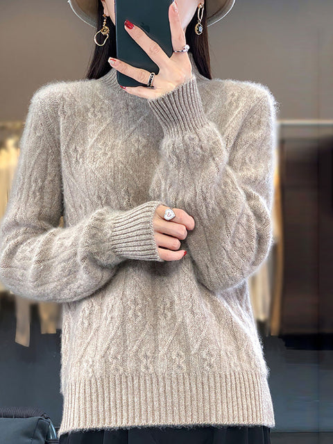 Damen Herbst Lässiger Streifen O-Ausschnitt Wollstrickpullover