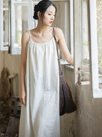 Thumbnail for Plus Size Women Summer Vintage Solid Loose Vest Dress