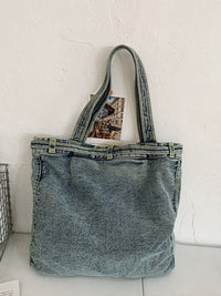 Thumbnail for Women Vintage Solid Pocket Denim Handbag Shoulder Bag