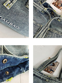 Thumbnail for Women Vintage Solid Pocket Denim Handbag Shoulder Bag