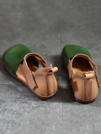 Thumbnail for Women Vintage Summer Leather Colorblock Flat Shoes