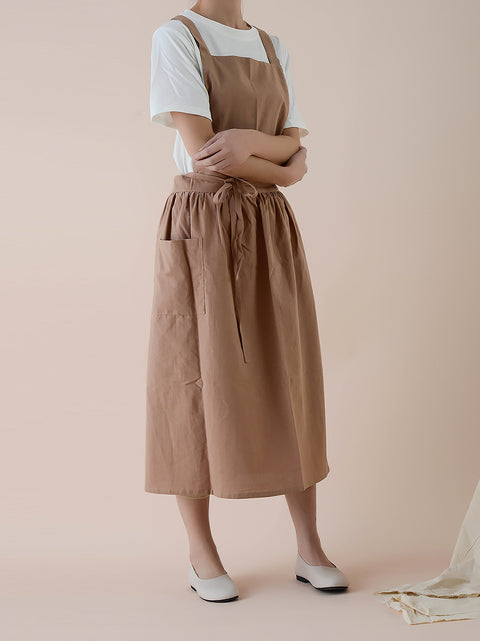 Kvenna frjálslegur Solid Summer Cotton Apron Dress