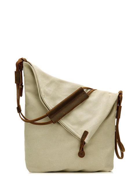 Sac bandoulière en toile et cuir pour femme