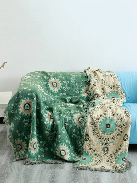 Four Layers Cotton Queen Blanket 100% bomull sengeteppe Sofateppe