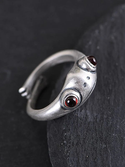 Unisex Retro Justerbar Frog Silver Ring