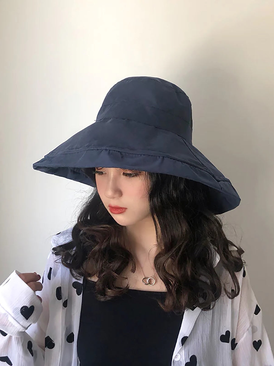 Female Summer Sun Hat Solid Color Foldable Hat – BUYKUD