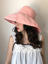 Thumbnail for Female Summer Sun Hat Solid Color Foldable Hat