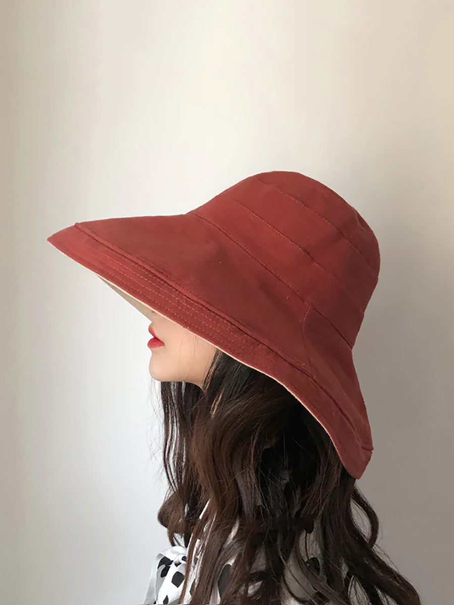 Female Summer Sun Hat Solid Color Foldable Hat