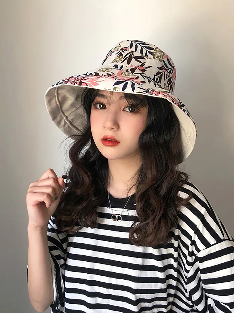 Female Summer Sun Hat Solid Color Foldable Hat