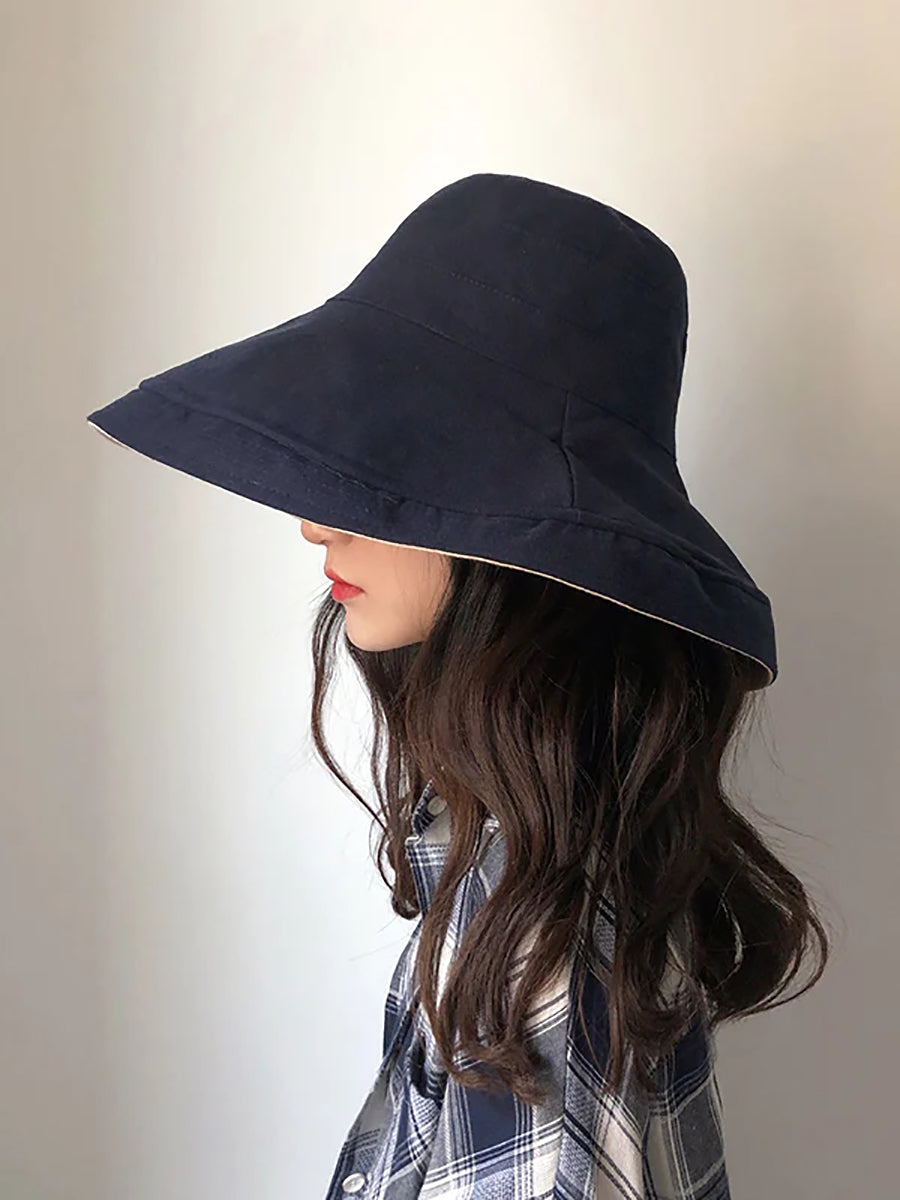 Female Summer Sun Hat Solid Color Foldable Hat