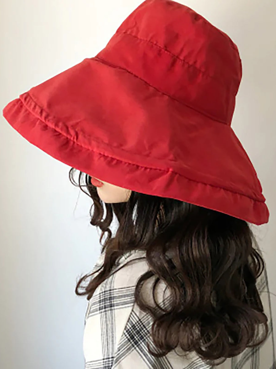 Female Summer Sun Hat Solid Color Foldable Hat