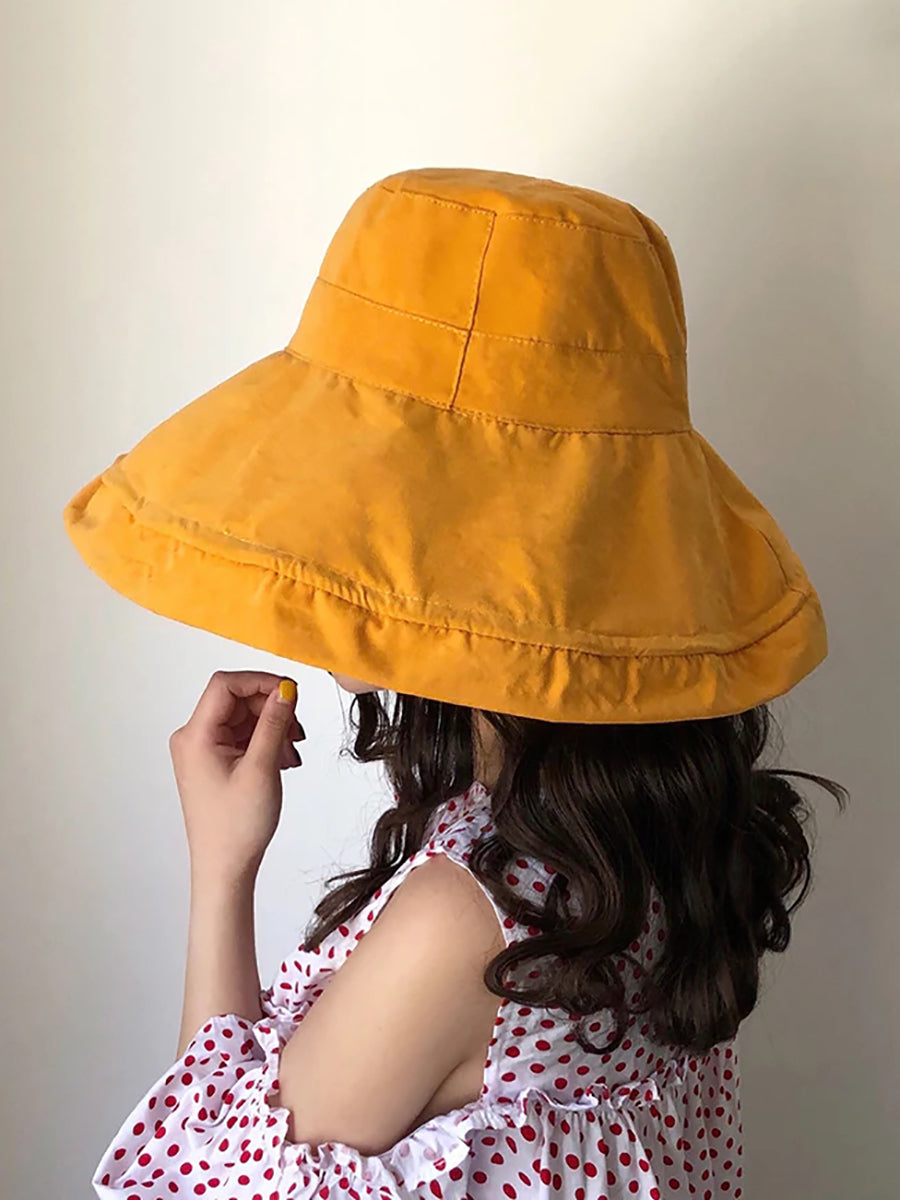 Female Summer Sun Hat Solid Color Foldable Hat