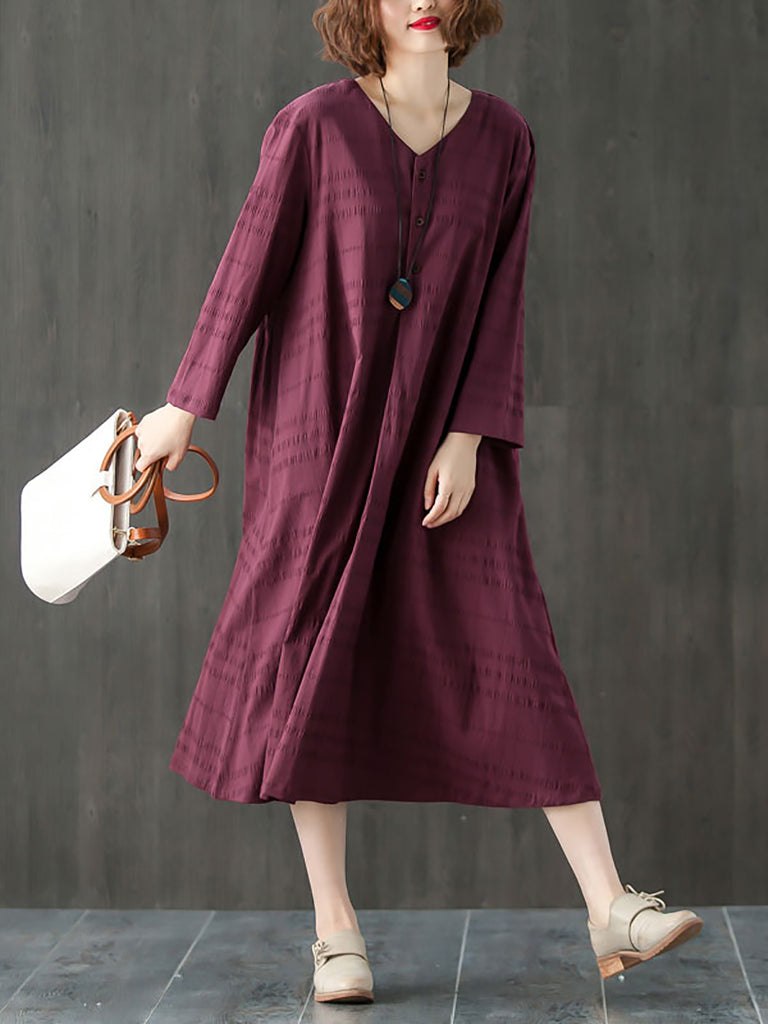 BUYKUD Long Sleeve Dresses | Plus Size Long Linen Sleeve Dresses | Maxi ...