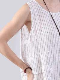 Thumbnail for Plus Size Women Folded Splicing Stripe Vest Dress