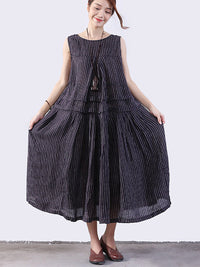 Thumbnail for Plus Size Women Folded Splicing Stripe Vest Dress