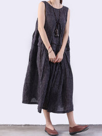 Thumbnail for Plus Size Women Folded Splicing Stripe Vest Dress