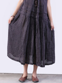 Thumbnail for Plus Size Women Folded Splicing Stripe Vest Dress