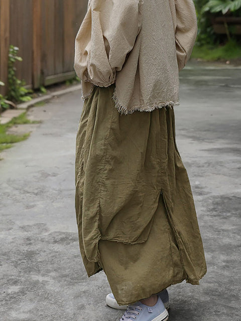 Vrouwen Zomer Casual Effen Onregelmatige Gesplitste Katoenen Rok