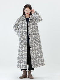 Thumbnail for Taglia PLUS - Cappotto invernale con petto tascabile da donna jacquard