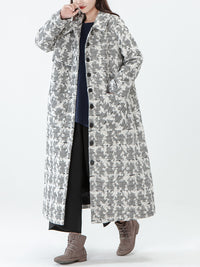 Thumbnail for PLUS Size - Jacquard Women Pocket Winter Breasted Coat