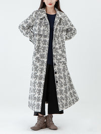 Thumbnail for Taglia PLUS - Cappotto invernale con petto tascabile da donna jacquard