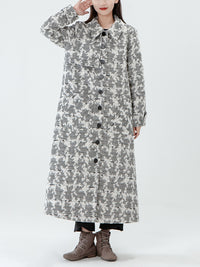 Thumbnail for Taglia PLUS - Cappotto invernale con petto tascabile da donna jacquard