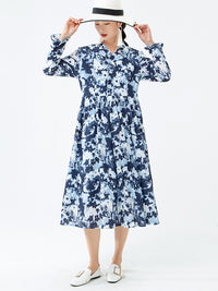 Thumbnail for PLUS Size - Women Pocket Floral V Neck Long Sleeve Dress