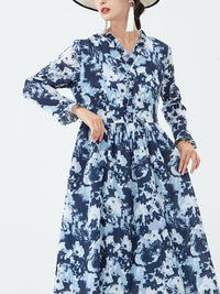 Thumbnail for PLUS Size - Women Pocket Floral V Neck Long Sleeve Dress