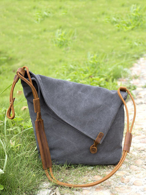 Kvenna striga og leður crossbody taska