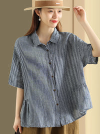 Thumbnail for PLUS TAMANHA MULHERM Women Summer Casual Casual Button Cardigan Linen Shirt