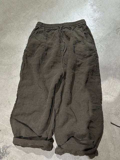 Kvinner Høst Casual Pure Color Lin Harem Pants