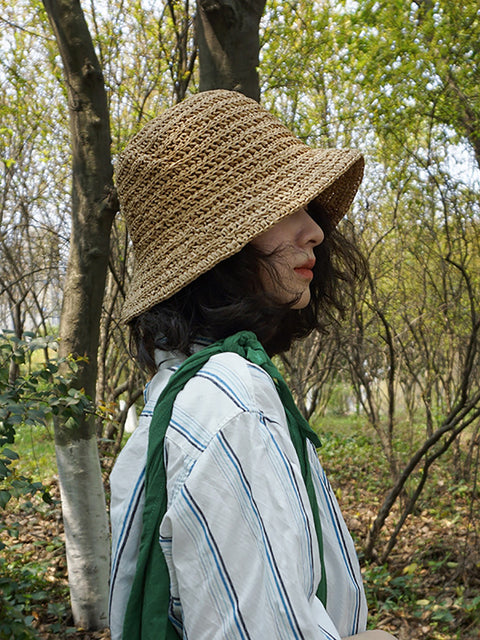 Kvinner Sommer Halmvev Solid Solly Hat