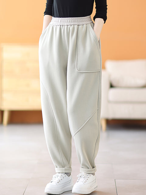 Plus Size Women Casual Winter Fleece-lined Harem Pants