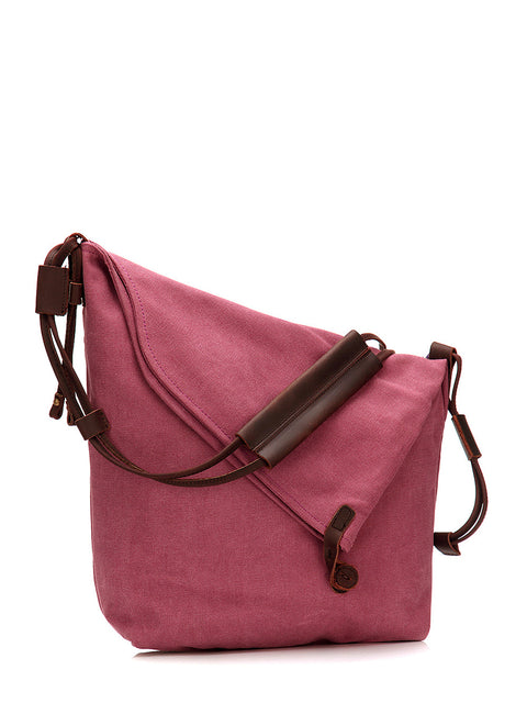 Crossbodytas van canvas en leer voor dames