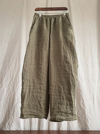 Thumbnail for Plus Size Women Casual Solid Loose Elastic Waist Linen Pants