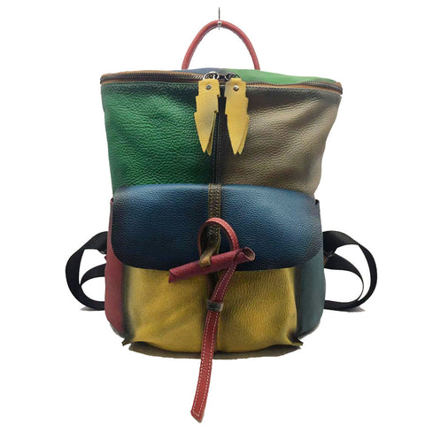 Rucsac din piele colorat lucrat manual