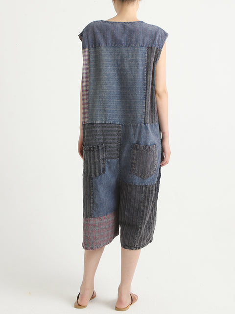 Tuta tuta patchwork estiva vintage in denim