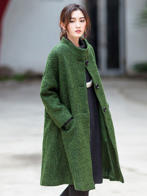 Plus Size Vinter Kvinnor Casual Loose Woolen Coat