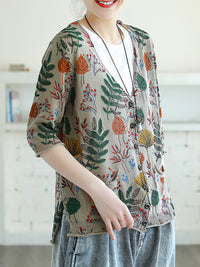 Thumbnail for Plus Size Printed Half Sleeve Women Knitted Shirt