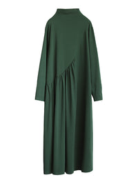 Thumbnail for Plus Size - Solid Color Draped High Neckline Dress